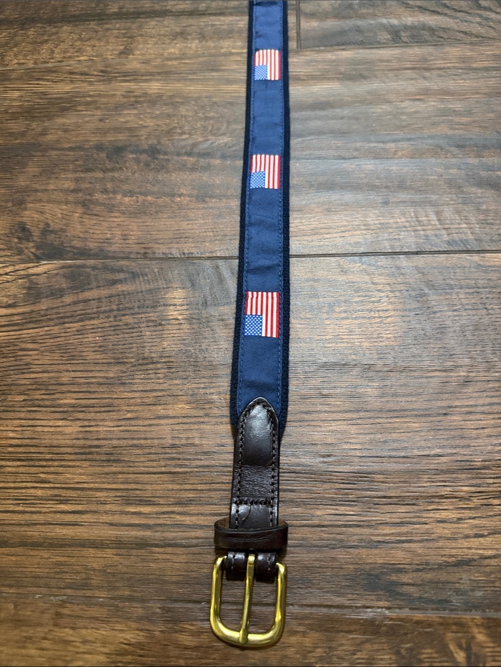 Vineyard Vines boys size 24 Navy Belt with American Flag Embroidery